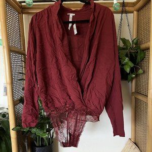 NWT Free people body suit Terracotta